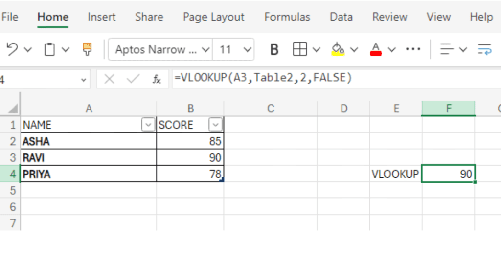 vlookup for financial modelling