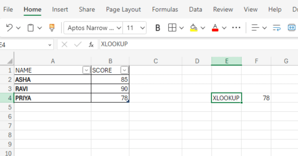 XLLOKUP formula for financial modelling
